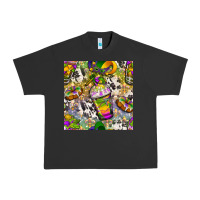 Pigment Black Mardi Gras coffee cups and donut with cowhide Urban Heavy Tee - BundleAndBundleShop