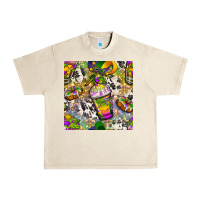 Sandshell Mardi Gras coffee cups and donut with cowhide Urban Heavy Tee - BundleAndBundleShop