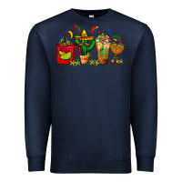 Navy Mexico Coffee Cups With Cactus Sombrero And Maraca Premium Sweatshirt - FaDigitalArtStudio