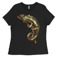 Black Green Chameleon Lizard Illustrations Ladies Tee - LillyAllenDesigns
