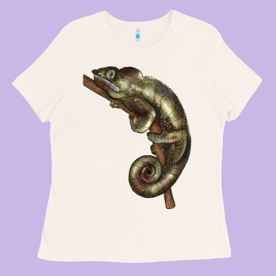 Green Chameleon Lizard Illustrations Ladies Tee Designed By Lillyallendesigns