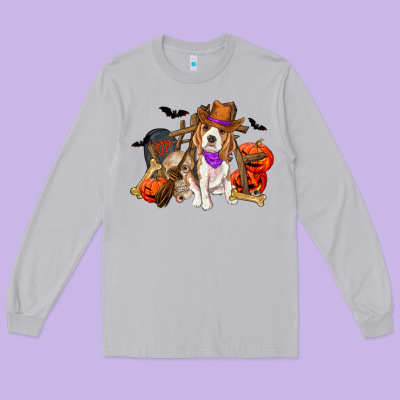 Halloween Beagle Dog Long Sleeve Tee Designed By Ranaportraitstore