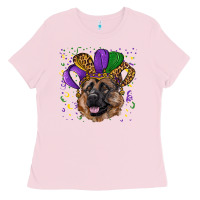 Bubblegum Pink Mardi gras hat german shepherd Ladies Tee - RanaPortraitStore