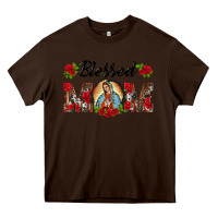Chocolate Brown blessed mom lady of guadalupe Heavy Core Tee - BarkalooDesign