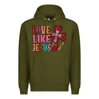 Army Green love like jesus Premium Hoodie - OliviaCreatesArt