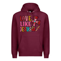 Burgundy love like jesus Premium Hoodie - OliviaCreatesArt