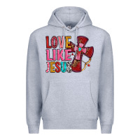 Heather Grey love like jesus Premium Hoodie - OliviaCreatesArt