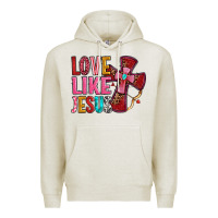 Oatmeal Heather love like jesus Premium Hoodie - OliviaCreatesArt