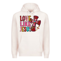 Pale Pink love like jesus Premium Hoodie - OliviaCreatesArt
