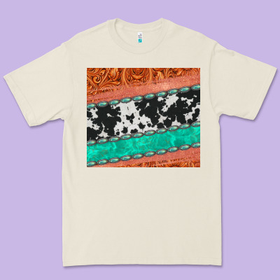 Western Turquoise Gemstone Cowhide  Leather Tumbler Premium Tee Designed By Jasminsmagicworld