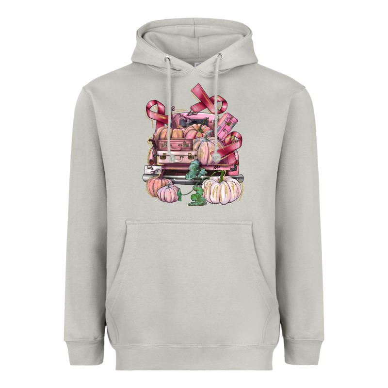 Breast Cancer Truck With Pumpkins Heavyweight Hoodie by FaDigitalArtStudio | Teevron