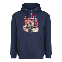 Navy Breast Cancer truck with pumpkins Heavyweight Hoodie - FaDigitalArtStudio