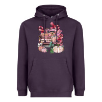 Plum Breast Cancer truck with pumpkins Heavyweight Hoodie - FaDigitalArtStudio
