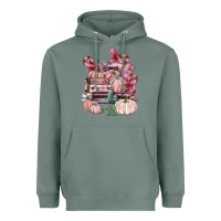 Sage Breast Cancer truck with pumpkins Heavyweight Hoodie - FaDigitalArtStudio