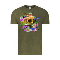 Vintage Olive Pride Skull And Transgender Symbol With Peace Vintage Tee - BundleAndBundleShop