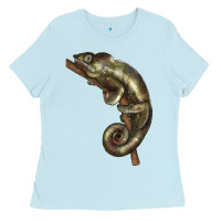 Baby Blue Green Chameleon Lizard Illustrations Ladies Tee - LillyAllenDesigns