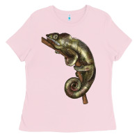 Bubblegum Pink Green Chameleon Lizard Illustrations Ladies Tee - LillyAllenDesigns