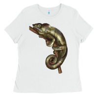 White Green Chameleon Lizard Illustrations Ladies Tee - LillyAllenDesigns