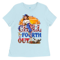 Baby Blue Chill the fourth out 4th of july Ladies Tee - NancyCooperArtShop