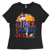 Black Chill the fourth out 4th of july Ladies Tee - NancyCooperArtShop