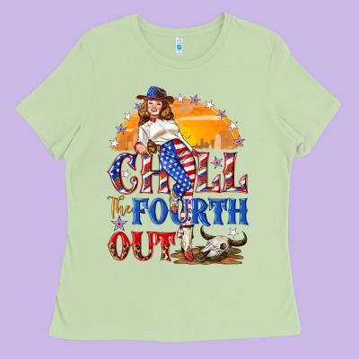 Chill The Fourth Out 4th Of July Ladies Tee Designed By Nancycooperartshop