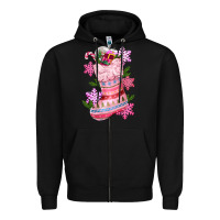 Black pink christmas socks Zipper Hoodie - CowGirlArtShop