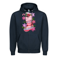 Navy pink christmas socks Zipper Hoodie - CowGirlArtShop