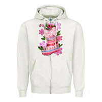 Oatmeal Heather pink christmas socks Zipper Hoodie - CowGirlArtShop