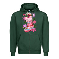 Sports Green pink christmas socks Zipper Hoodie - CowGirlArtShop