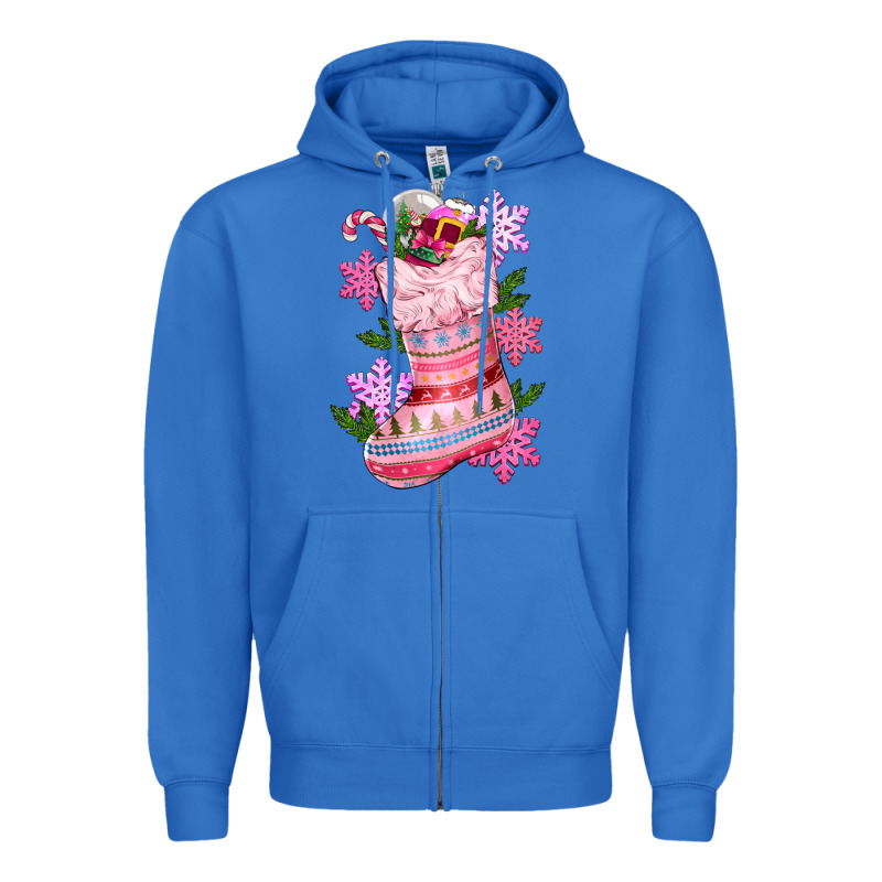 Pink Christmas Socks Zipper Hoodie by CowGirlArtShop | Teevron