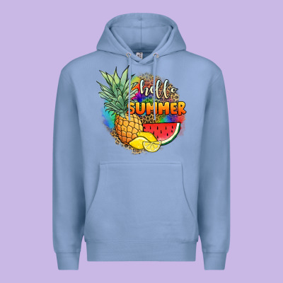 Hello Summer Pineapple Premium Hoodie Designed By Jahusdesignshop