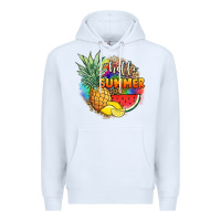 White hello summer pineapple Premium Hoodie - JahusDesignShop