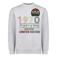 Heather Grey Vintage 1970 Limited Edition 50 Years Of Being Awe Heavyweight Sweatshirt - Bettercallsaul