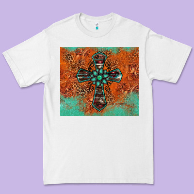 Western Cross Tumbler Premium Tee Designed By Jasminsmagicworld