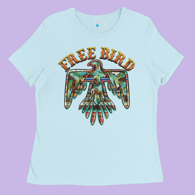 Free Bird Feathers Thunderbird Ladies Tee Designed By Barkaloodesign