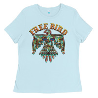 Baby Blue free bird feathers thunderbird Ladies Tee - BarkalooDesign