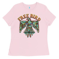 Bubblegum Pink free bird feathers thunderbird Ladies Tee - BarkalooDesign