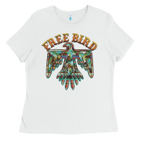 White free bird feathers thunderbird Ladies Tee - BarkalooDesign