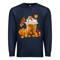 Navy Pumpkin Spice Coffee Premium Sweatshirt - FaDigitalArtStudio