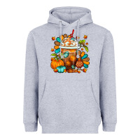 Heather Grey Thanksgiving Frappe Coffee Heavyweight Hoodie - FaDigitalArtStudio