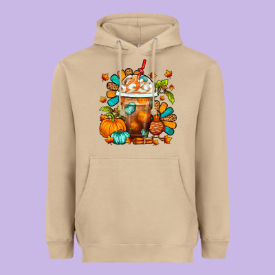 Thanksgiving Frappe Coffee Heavyweight Hoodie Designed By Fadigitalartstudio