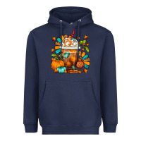Navy Thanksgiving Frappe Coffee Heavyweight Hoodie - FaDigitalArtStudio