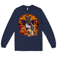 Navy halloween pitbull dog Long Sleeve Tee - RanaPortraitStore