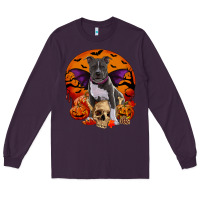Plum halloween pitbull dog Long Sleeve Tee - RanaPortraitStore