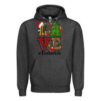 Charcoal Heather love teacher life christmas Zipper Hoodie - CowGirlArtShop