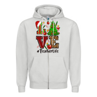 Dove Grey love teacher life christmas Zipper Hoodie - CowGirlArtShop