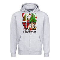 Heather Grey love teacher life christmas Zipper Hoodie - CowGirlArtShop