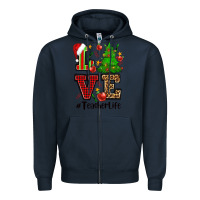 Navy love teacher life christmas Zipper Hoodie - CowGirlArtShop