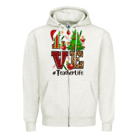 Oatmeal Heather love teacher life christmas Zipper Hoodie - CowGirlArtShop