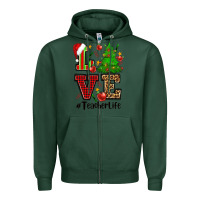 Sports Green love teacher life christmas Zipper Hoodie - CowGirlArtShop